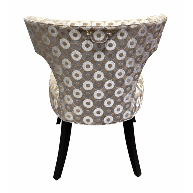 Modern Klismos Ebonized & Silk Upholstered Chair, 1 of 2 Available For Sale In Los Angeles - Image 6 of 8