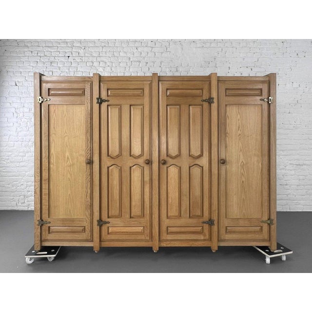 Wardrobe in Oak and Bronze by Guillerme Et Chambron, 1960s For Sale - Image 6 of 7