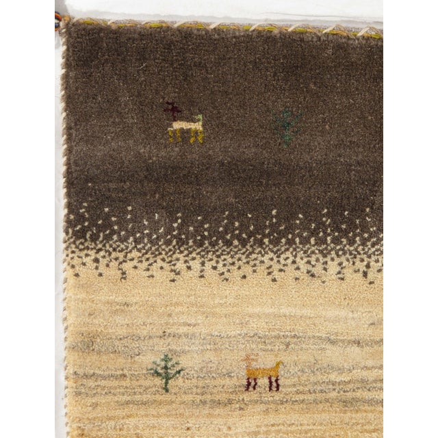 Vintage Hand-Knotted Persian Lori Gabbeh Rug 3'3" X 4'11" For Sale - Image 4 of 5