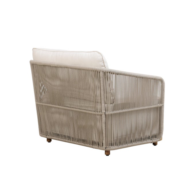 Alpine Teak Wood Outdoor Arm Chair With Biege Rope Design For Sale In Chicago - Image 6 of 8