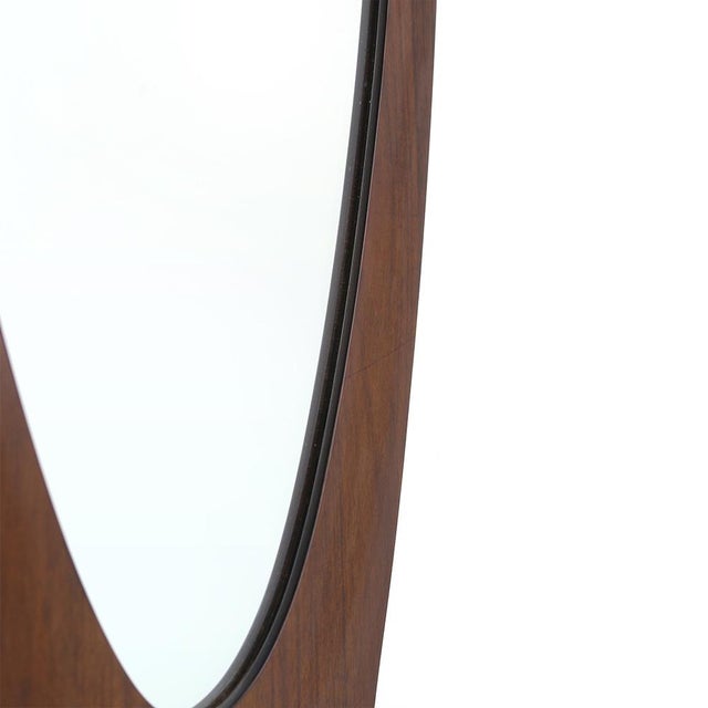 Brown Mirror with Curved Wooden Frame, 1960s For Sale - Image 8 of 11