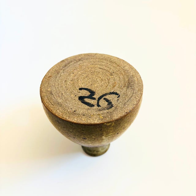 Brown Vintage Studio Pottery Vase With Handle For Sale - Image 8 of 8