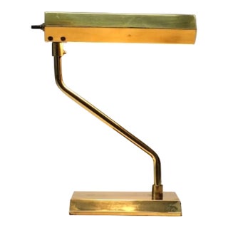 1970s Mid Century Modern Angular Brass Desk Lamp For Sale