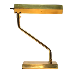 1970s Mid Century Modern Angular Brass Desk Lamp