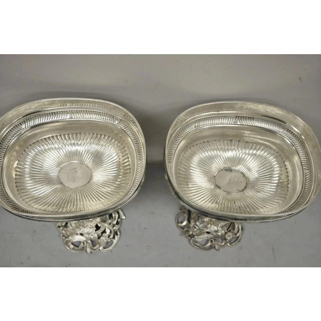 Antique French Rococo Silver Plated Cherub Dome Centerpiece Fruit Bowls - Pair For Sale In Philadelphia - Image 6 of 12