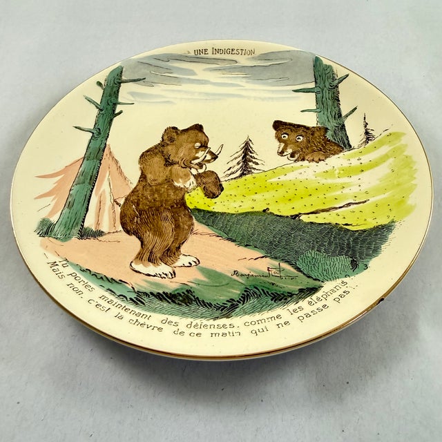 1900s Sarreguemines Benjamin Rabier Childs Plate, Un Indigestion For Sale In Philadelphia - Image 6 of 8