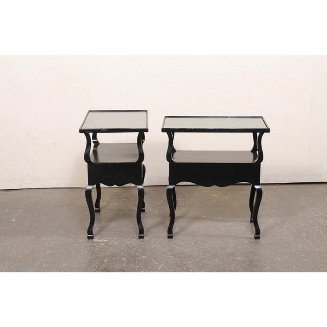 French Mid-Century 2-Tier Black End Tables For Sale - Image 11 of 12