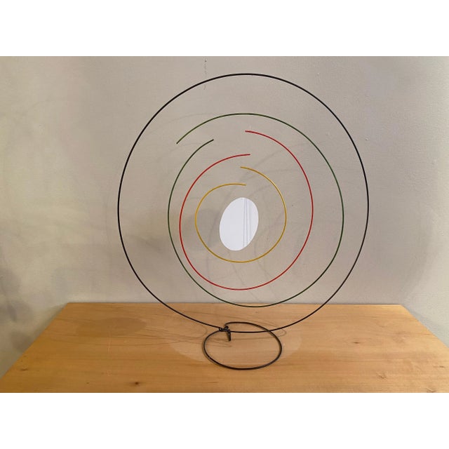 Philip C. Hart "OH" circular table top sculpture with 3 Round wires and a round disc in center. Freely moves with a little...