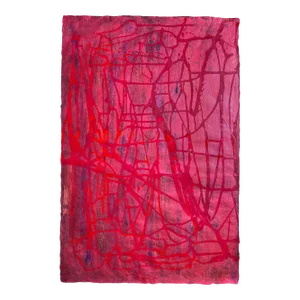 Contemporary Abstract Ink on Handmade Paper Painting "Fire and Ice" by Gudrun Mertes-Frady