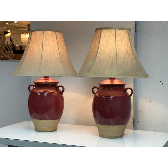 Late 20th Century Rowe Pottery Works Table Lamps - a Pair For Sale - Image 4 of 12