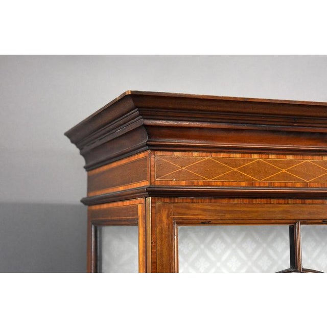Brown Edwardian Mahogany Inlaid Display Cabinet, 1910 For Sale - Image 8 of 13