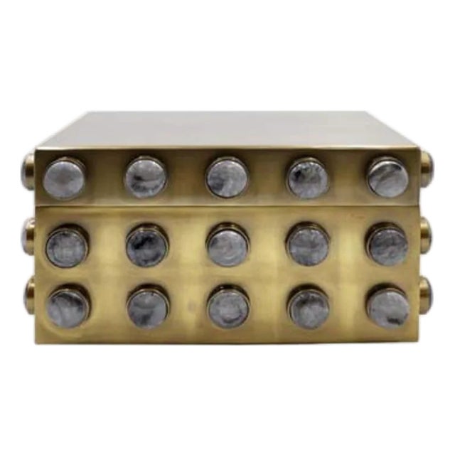 Matthew Izzo Home Alba Brass and Resin Decorative Box - Size Small For Sale