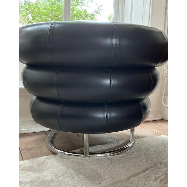 Black Faux Leather Armchair in the style of Eileen Gray For Sale - Image 3 of 10