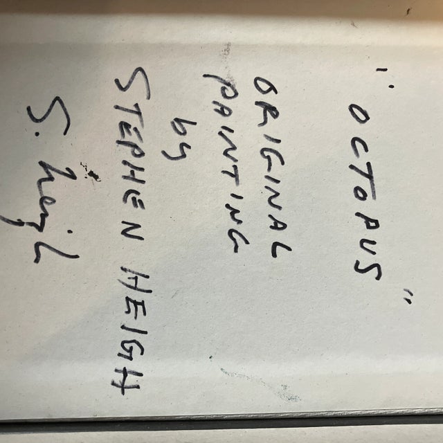 Contemporary Contemporary Original Stephen Heigh Small Abstract Painting “Octopus“ Frame and Signed For Sale - Image 3 of 5