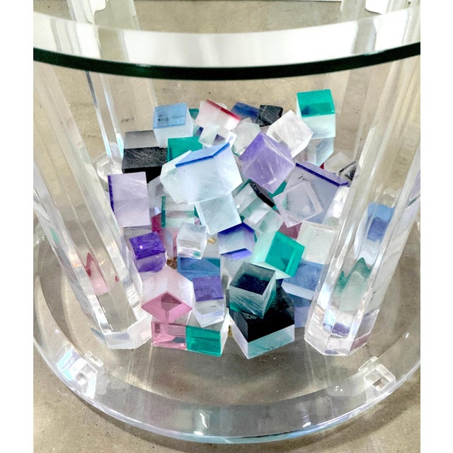 Will Grant Post-Modern Lucite Table with Stacked Color Cubes & Beveled Glass For Sale - Image 13 of 13