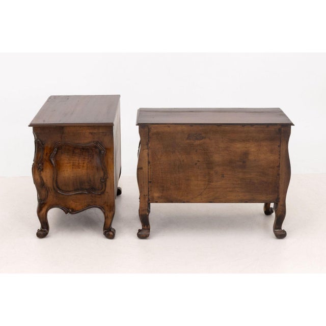 Louis XVI Style Walnut Bombe Chests, Pair For Sale - Image 10 of 10