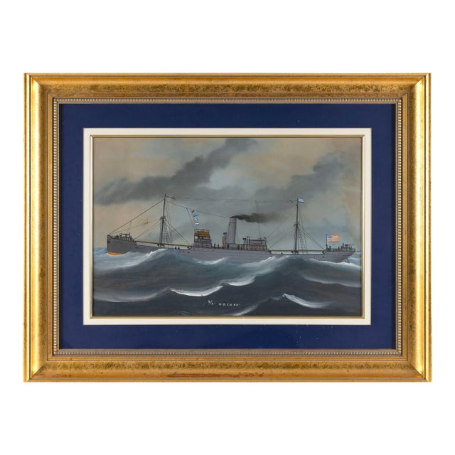 Italian School Early 20th Century "Ss Dochra". 27" X 35' Titled Lower Center. Gouache, Framed For Sale