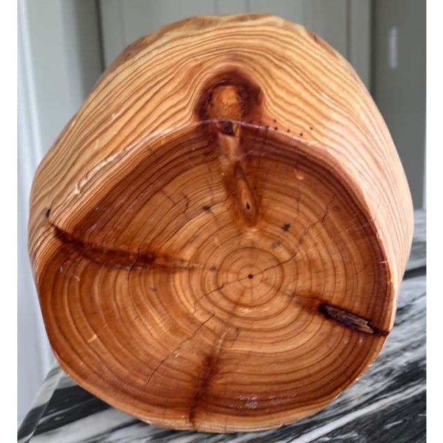 Brown Hand Carved Pottery Barn Style Decorative Wood Bowl For Sale - Image 8 of 9