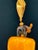 Figurative 1940s Bakelite Amber Necklace W/ Tiger’s Eye Elephant Pendant & Gold Chain Tassels For Sale - Image 3 of 8