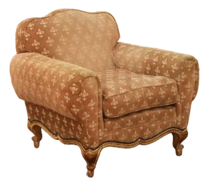 19th Century French Louis XV Carved and Painted Club Armchair With Gilt Accents