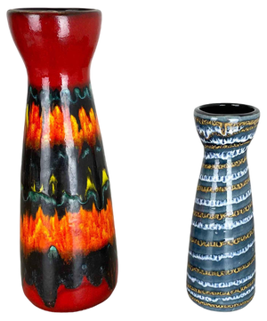 Pottery Fat Lava Vases attributed to Scheurich, Germany, 1970s, Set of 2