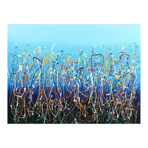 Celebration 6 - Abstract Expressionist Vibrant Blue Tone Textural Drip Painting by Marc Raphael