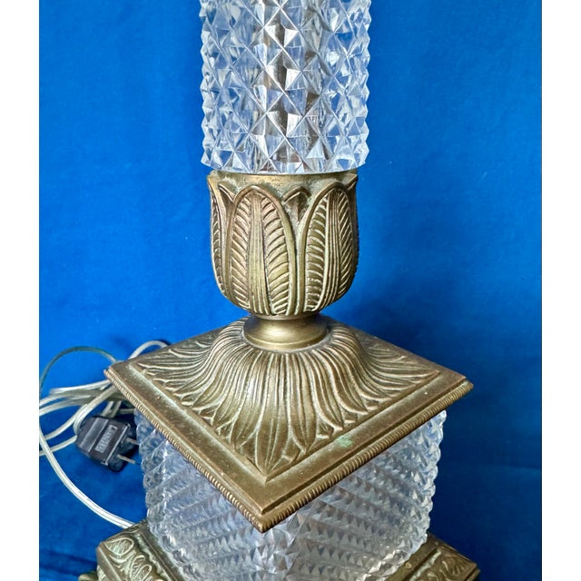 Late 20th Century Vintage Brilliant Cut French Bronze and Crystal Table Lamp For Sale - Image 5 of 8