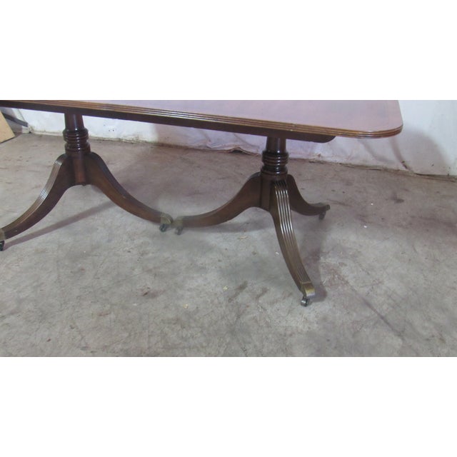 Traditional Baker Mahogany Baquet Dining Room Table Banded For Sale - Image 3 of 9