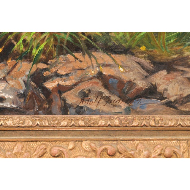 Early 20th Century Swedish Shoreline Painting, Beautiful Frame For Sale - Image 4 of 13