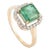 Emerald Halo Diamond Statement Ring Size 7 For Sale