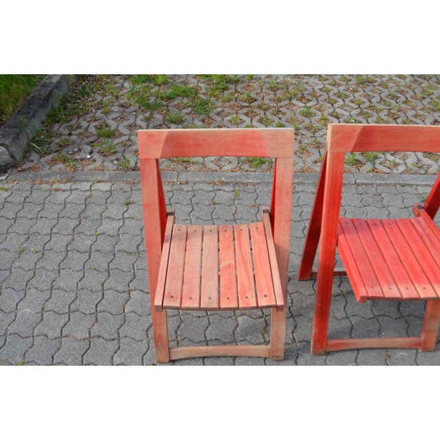 Mid-Century Folding Chairs in Red Beech, Set of 6 For Sale - Image 6 of 18