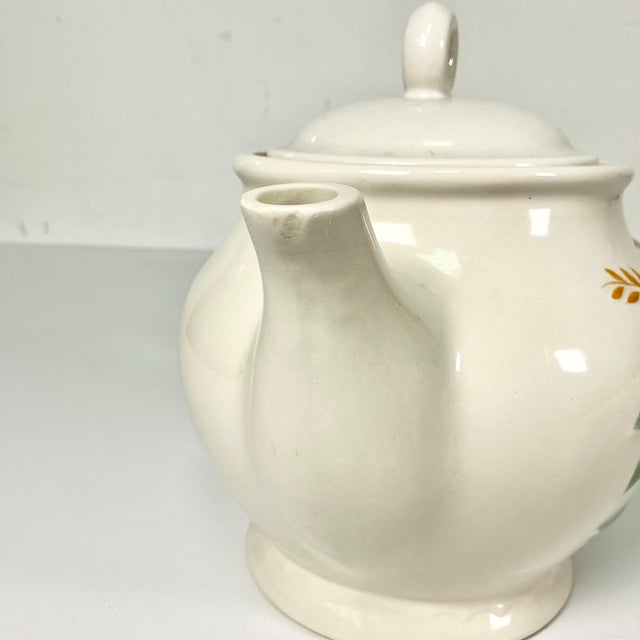 1940s Vintage Farmhouse Boho Chic Art Deco Porcelier Vitreous Large Tea Pot, 6 Cup. For Sale - Image 10 of 13