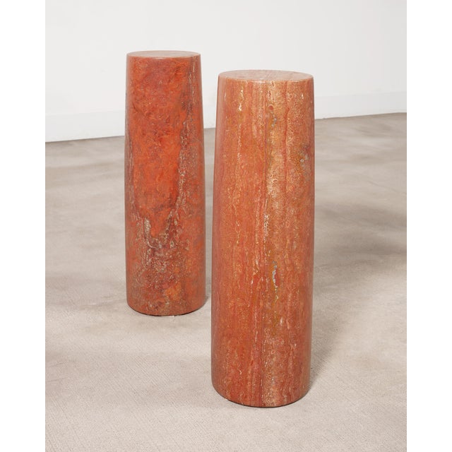 Mid 20th Century Mario Bellini Colonnato Persian Red Travertine Glass Dining Table For Sale - Image 5 of 18