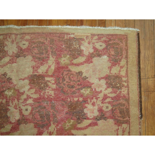 Mid-Century Modern Vintage Zabihi Collection Pink Floral Karabagh Rug - 4'6" x 7'8" For Sale - Image 3 of 7