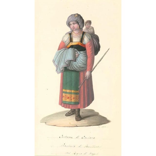 Costume di Ciociara - Watercolor by M. De Vito - 1820 ca. 1820 c.a. For Sale - Image 3 of 3