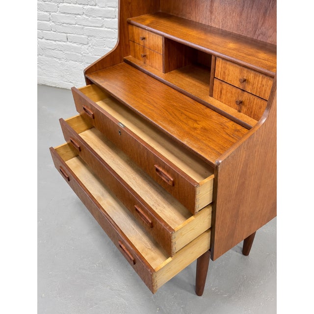 Mid Century Modern Teak Secretary Desk – Scandinavian Writing Desk With Storage, C. 1960’s For Sale - Image 12 of 15