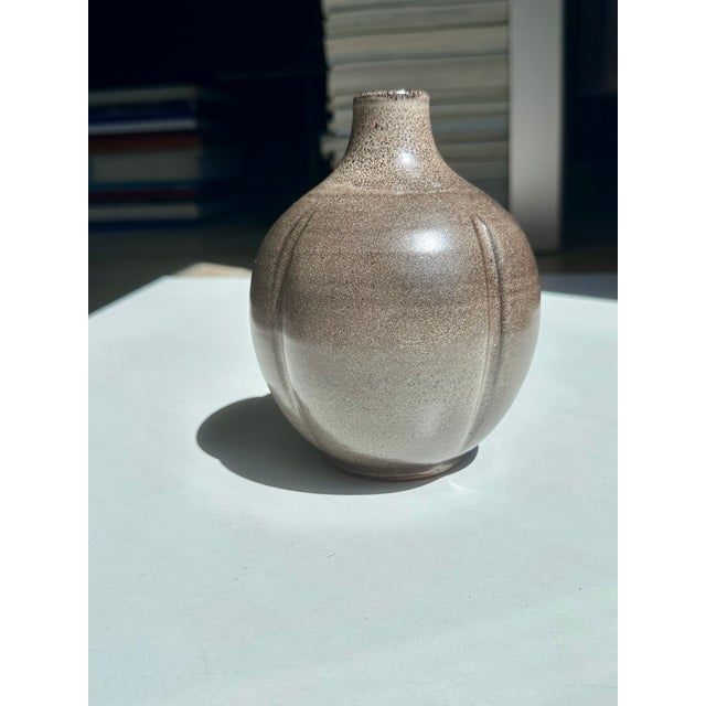 Brown Hand-Thrown Speckled Mocha Brown Glazed Studio Ceramic Vase by Kristian Körting, Germany, 1980s For Sale - Image 8 of 17