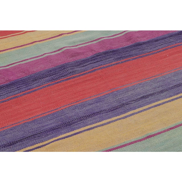 Rug & Kilim Vintage Peruvian Square Kilim, Vibrant Polychromatic Stripes - Rug & Kilim For Sale - Image 4 of 7