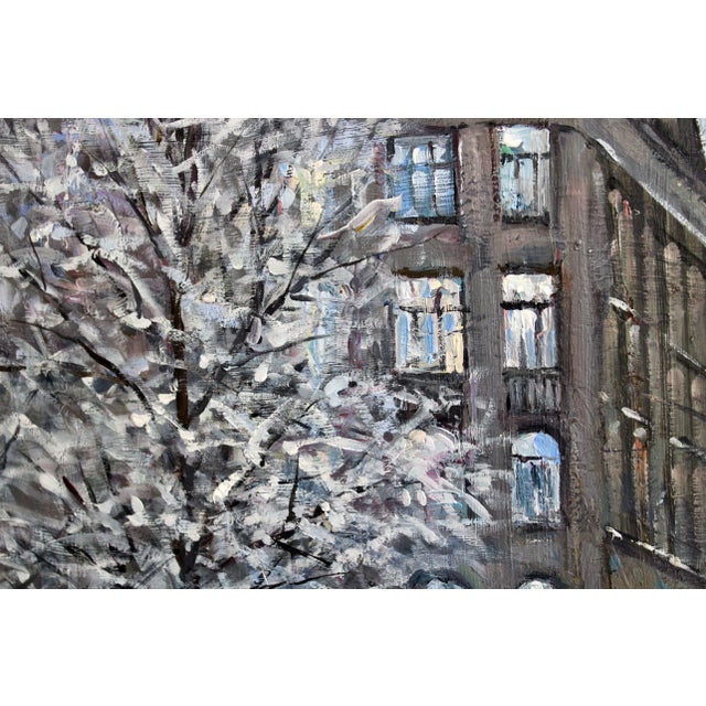 Rolands Krisjans, Winter in the City, 2000s, Oil on Canvas For Sale - Image 4 of 7