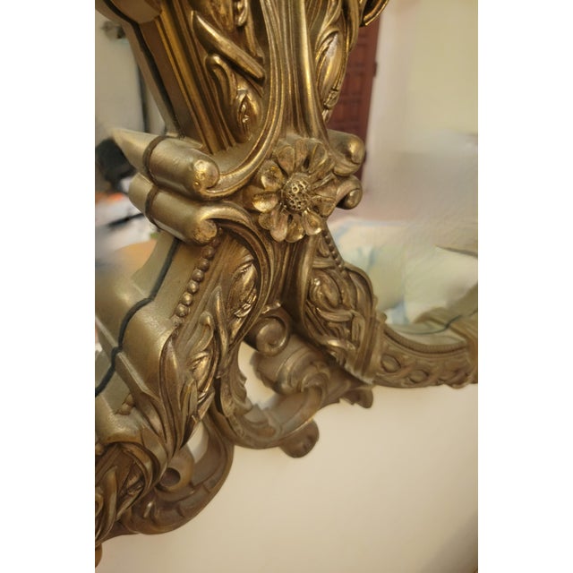Vintage Oval Ornate Triple Hollywood Regency Triptych Glamour Wall Mirror For Sale - Image 9 of 10