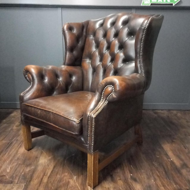 Vintage Chesterfield Wingback Club Chair, 1970s For Sale - Image 17 of 17