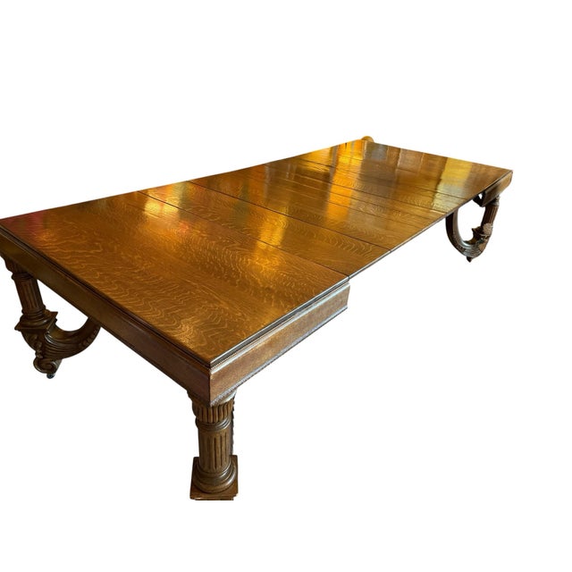 Antique Hand Carved Oak Jacobean Dining Table, For Sale In Little Rock - Image 6 of 10