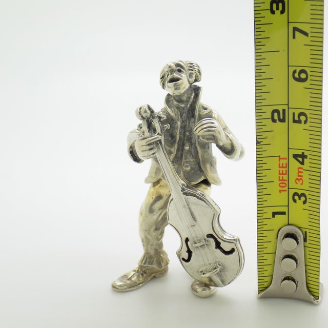 Vintage Italian Silver 800 Clown with Contrabass Figurine by Angini, Arezzo, 1970s For Sale - Image 10 of 11