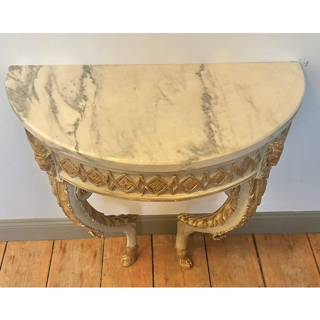 Early 19th Century Pair of Neoclassical Demi-Lune Console Tables For Sale - Image 4 of 9