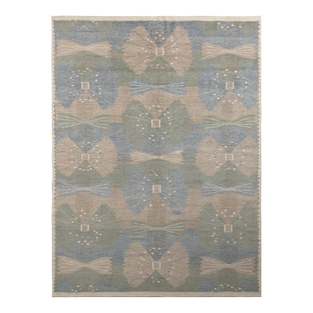 Rug & Kilim’s Scandinavian Style Rug in Green, Blue and Beige Geometric Pattern - 5x7 For Sale