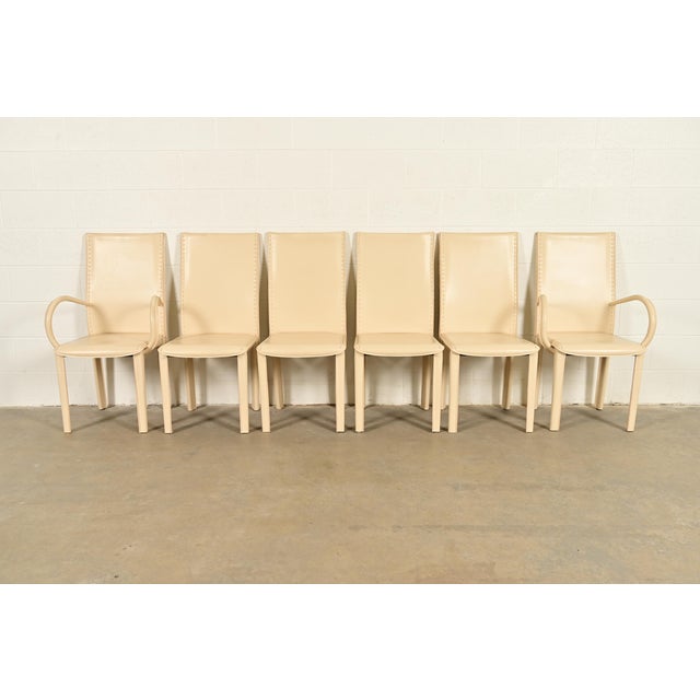 A sleek and stylish set of six Italian Modern or Postmodern high back dining chairs In the manner of Fasem Italy, Circa...