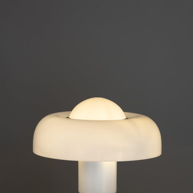 Space Age White Brumbury Table Lamp from Guzzini, 1970s, in Good conditions. Designed 1970 to 1979 I have official proof...