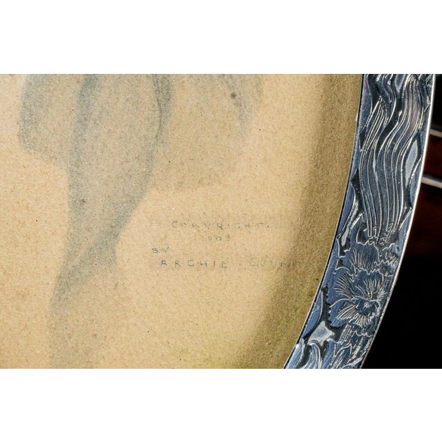 1900 - 1909 Lovely Art Nouveau Sterling Silver Floral Border Antique Photo Picture Frame For Sale - Image 5 of 14