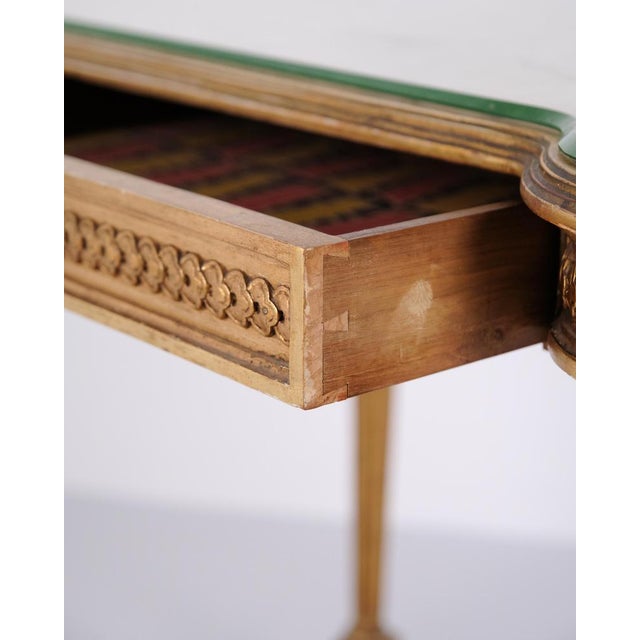 Antique Louis XVI Gustavian Desk with Glass Top & Drawer, 1850s For Sale - Image 13 of 14