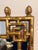 Large Scale Chinese Chippendale Style Faux Bamboo Greek Key Gold Wall Mirror With Pineapple finials. Circa 1970's. Rings...
